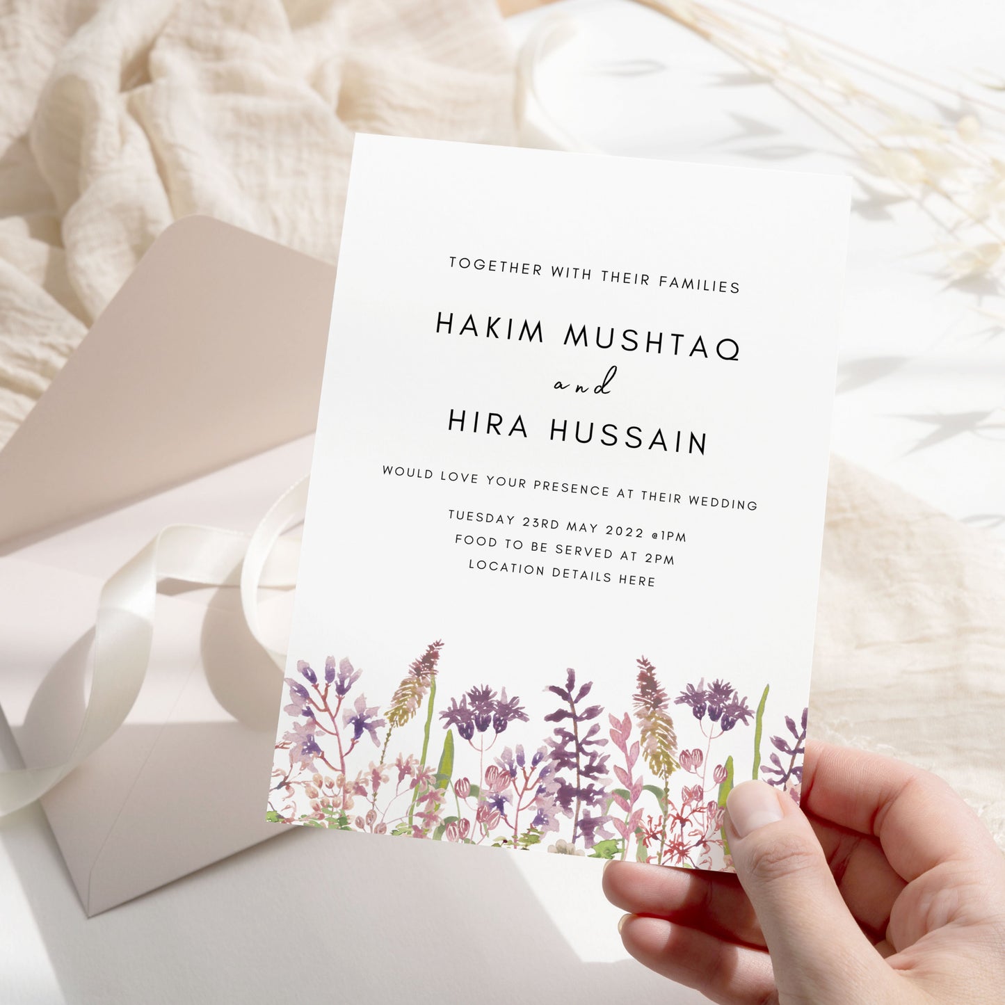 Purple Wildflower Invitation