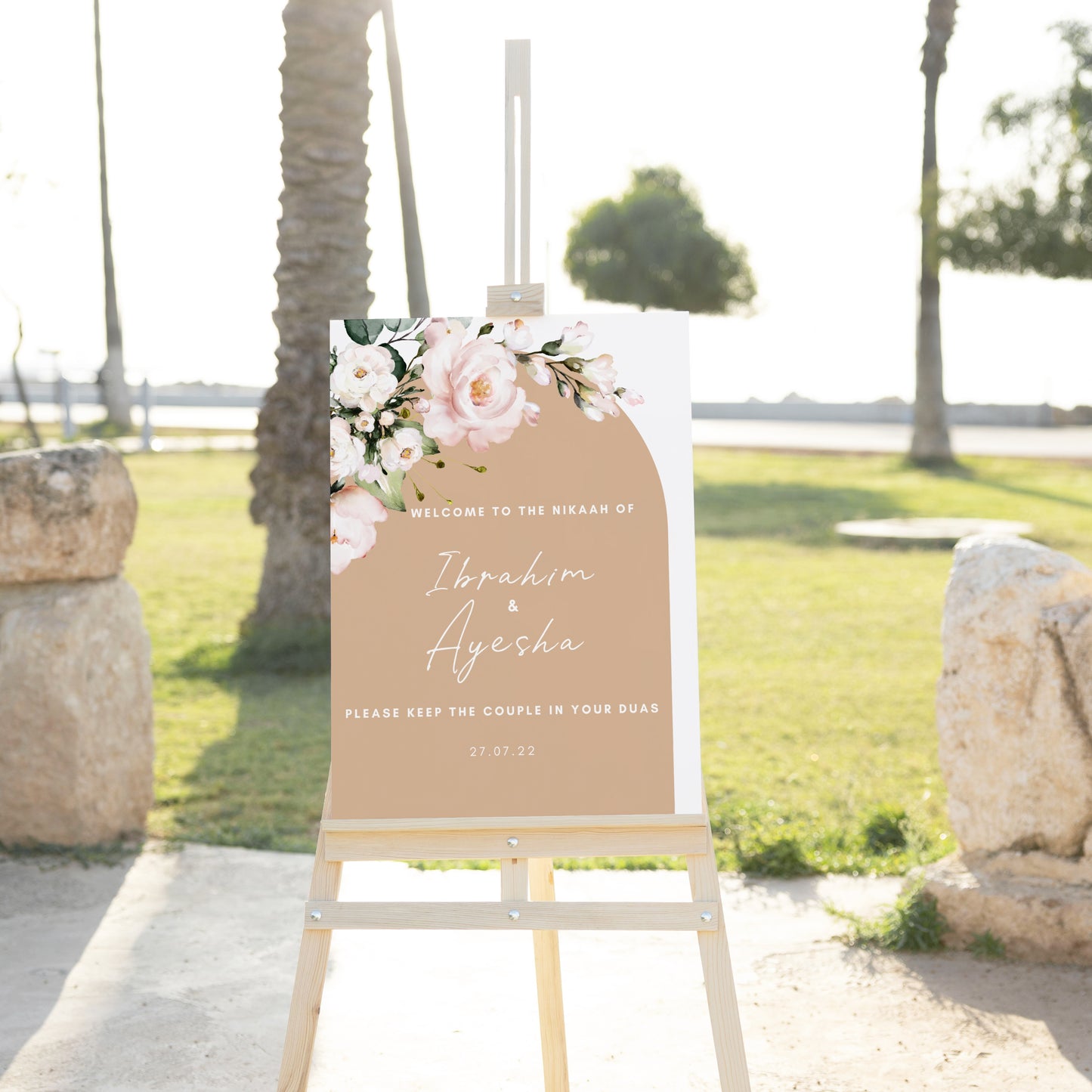 Beige Wedding Sign