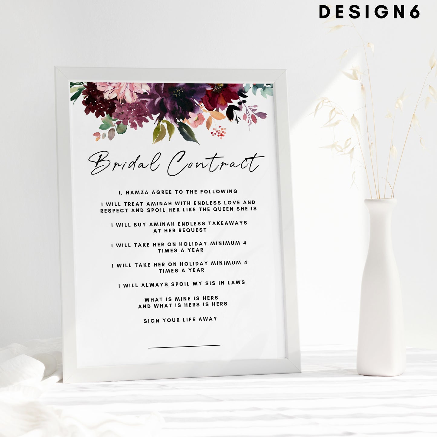 Bridal Contract/Wedding Contract- Available in multipe designs!