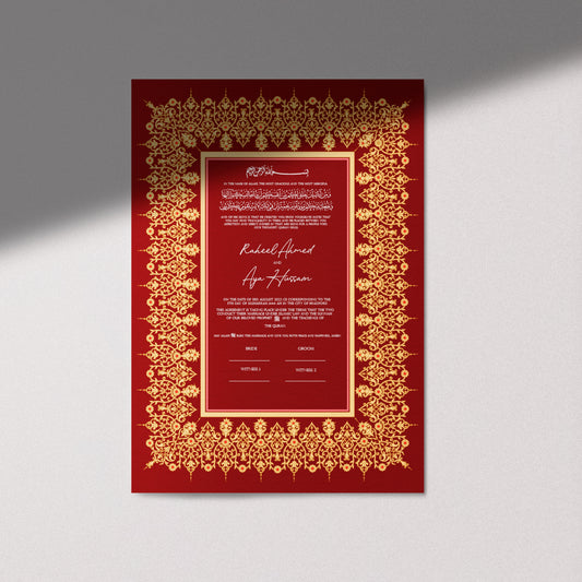 Royal Nikkah certificate