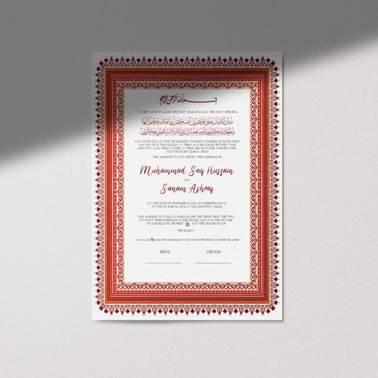 Aria Nikkah Certificate