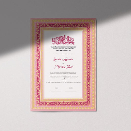 Elayza Nikkah certificate