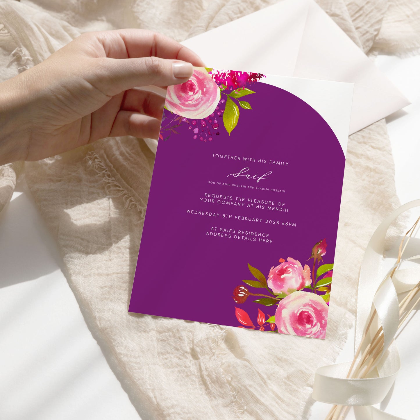 Purple Mendhi Invitation